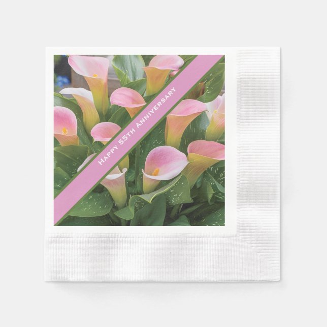 55th Wedding Anniversary Pink Calla Lily Napkins (Front)