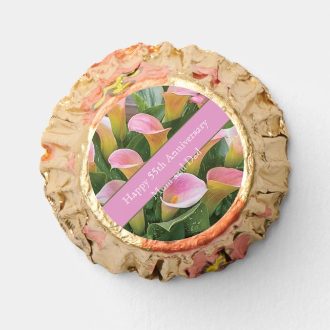 55th Wedding Anniversary Pink Calla Lily Reese's Peanut Butter Cups (Front)