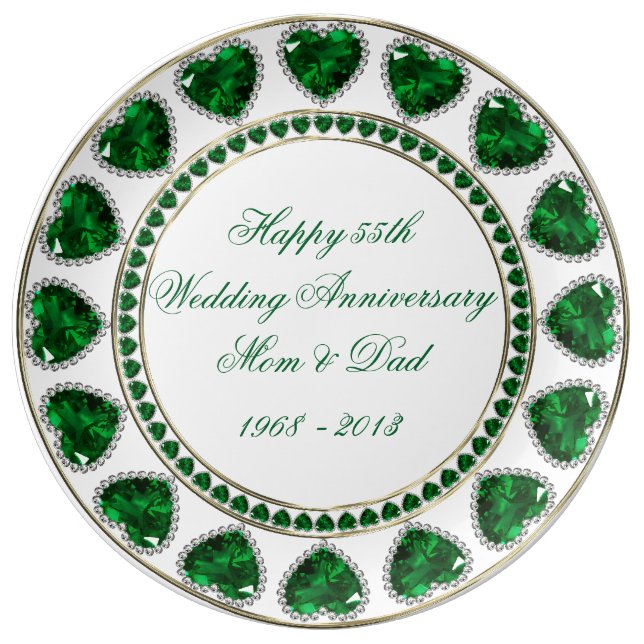 55th Wedding Anniversary Porcelain Plate (Front)