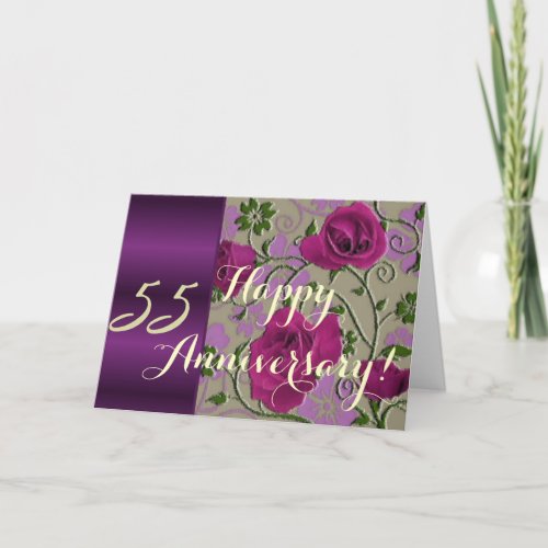 55th wedding anniversary roses card