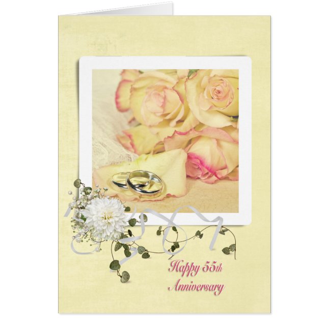 55th Wedding Anniversary Roses Cards (Front)