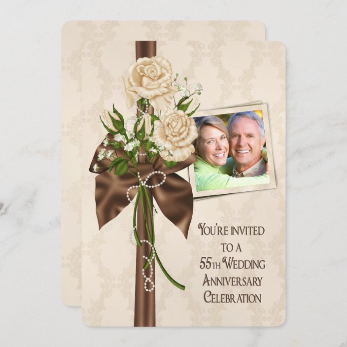 55th Wedding Anniversary Roses Invitation