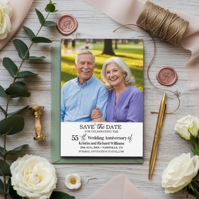 55th Wedding Anniversary Save the Date Photo Note Card (Creator Uploaded)