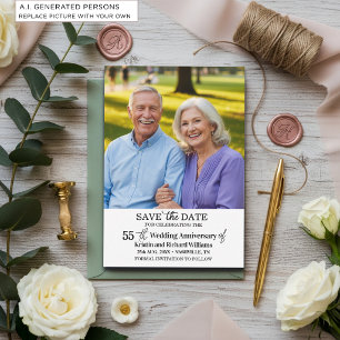 55th Wedding Anniversary Save the Date Photo Note Card