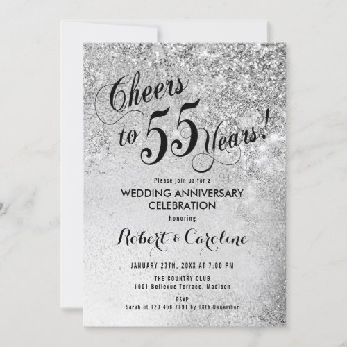 55th Wedding Anniversary Silver Invitation