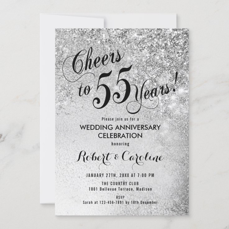 55th Wedding Anniversary Silver Invitation | Zazzle