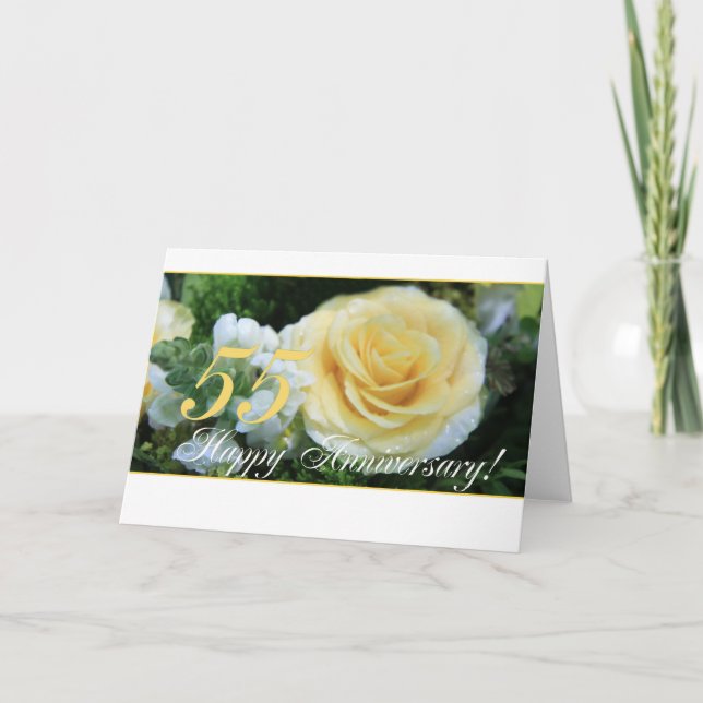 55th Wedding Anniversary - Yellow Rose Card (Front)