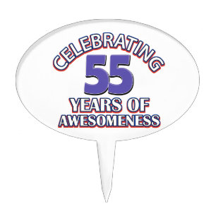 55th year old birthday designs cake topper