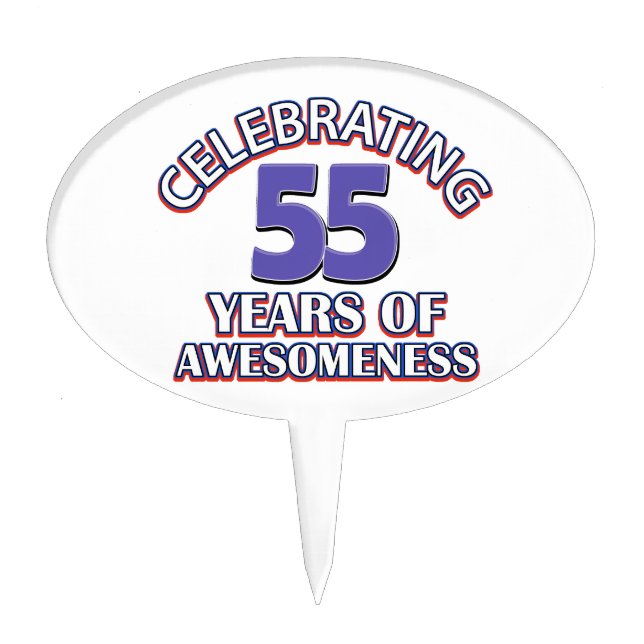 55th year old birthday designs cake topper (Front)