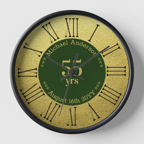 55yrs Retirement or Anniversary Personalized Round Clock