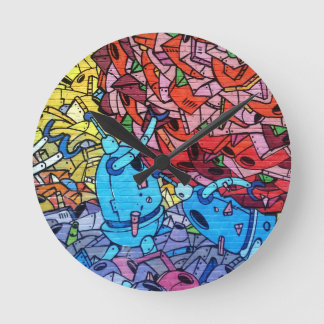 569 GRAFFITI GANGSTER COLOURFUL CITY WALL BACKGROU ROUND CLOCK