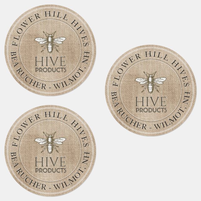 56 Adhesive Apiary Muslin Gift Bag Labels 1.5-inch (Group)