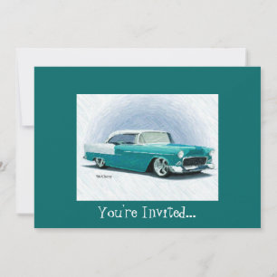 '56 Chevy - Teal Customizable Invitations