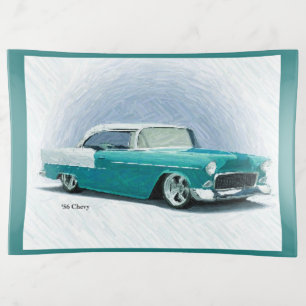 '56 Chevy - Turquoise Digital Art Trinket Tray