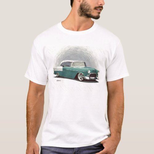 56 Chevy Vintage Car_ Turquoise T_Shirt