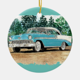 56 Chevy Watercolor Ceramic Ornament
