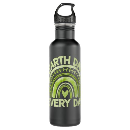 56Earth Day Everyday Green Rainbow and Heart Tren Stainless Steel Water Bottle
