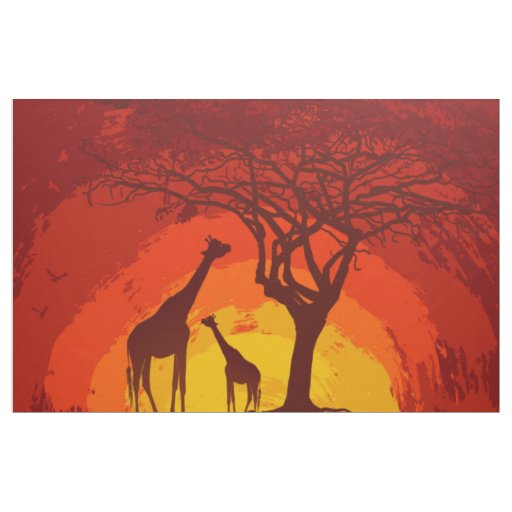 56" Inch Wide Cotton Fabric African Safari Giraffe