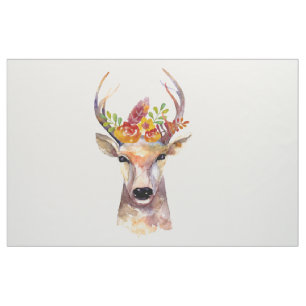 56" Inch Wide Cotton Fabric boho deer Buck Head Br