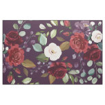 56" Inch Wide Cotton Fabric Plum Purple Roses Gold