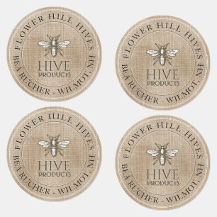 56 Iron-on Apiary Muslin Gift Bag Labels 1-inch