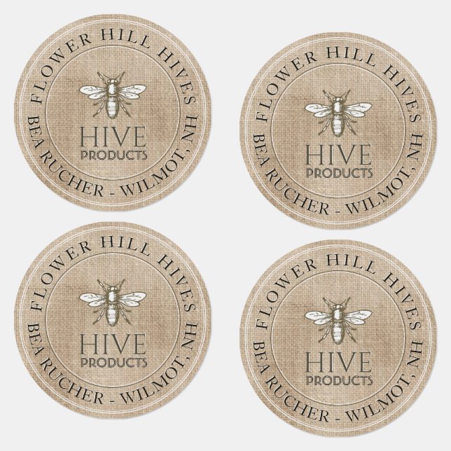 56 Iron-on Apiary Muslin Gift Bag Labels 1-inch (Group)