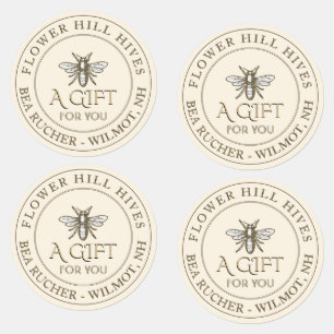 56 Iron-on Apiary Muslin Gift Bag Labels 1-inch