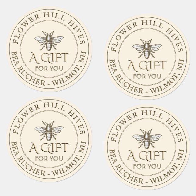 56 Iron-on Apiary Muslin Gift Bag Labels 1-inch (Group)