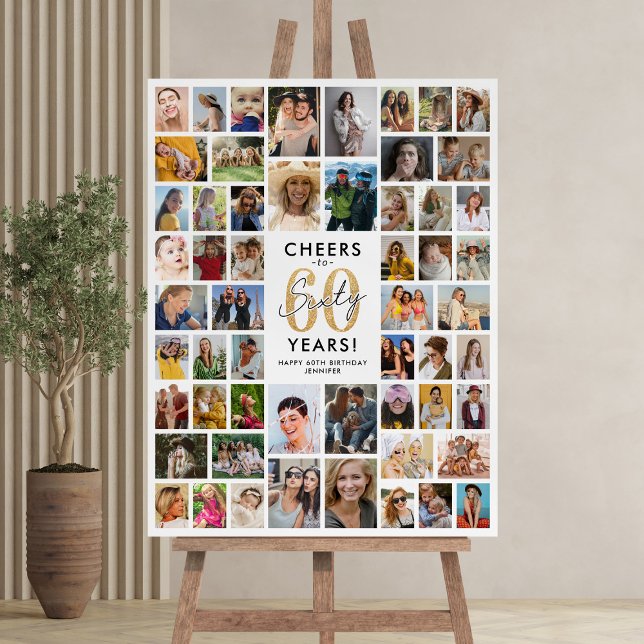 56 Photo Collage 60th Birthday Party Foam Board (Creator Uploaded)