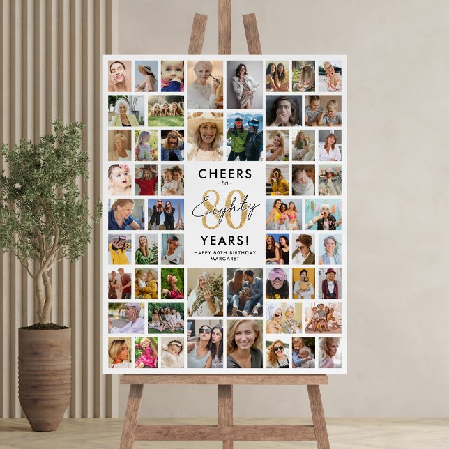 56 Photo Collage 80th Birthday Party Foam Board (Creator Uploaded)