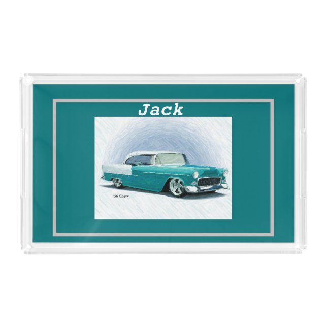 '56 Turquoise Chevy Personalized Acrylic Tray (Front)