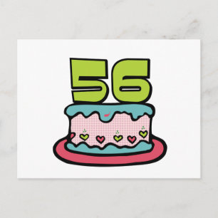 56 Year Old Birthday Cake Postcard
