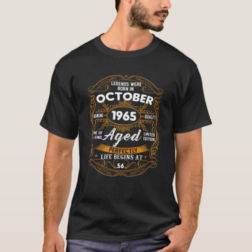 56 Year Old Gifts Legend October 1965 56Th Birthda T_Shirt