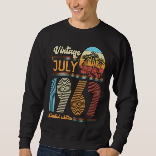 56 Years Old Birthday  Vintage July 1967 Women Men Sweatshirt
