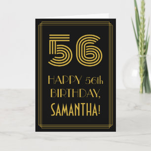 56th Birthday: Art Deco Inspired Look "56" & Name Card