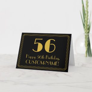 56th Birthday: Art Deco Inspired Look "56" + Name Card