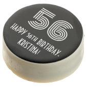 56th Birthday - Art Deco Inspired Look "56", Name Chocolate Covered Oreo (Angled)