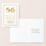 [ Thumbnail: 56th Birthday: Art Deco Inspired Look "56" & Name Foil Card ]