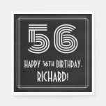 [ Thumbnail: 56th Birthday: Art Deco Inspired Look "56" + Name Napkins ]
