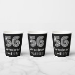 [ Thumbnail: 56th Birthday — Art Deco Inspired Look “56” + Name Paper Cups ]