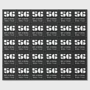 56th Birthday: Art Deco Inspired Look "56" & Name Wrapping Paper
