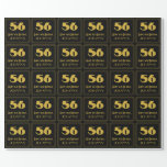 [ Thumbnail: 56th Birthday – Art Deco Inspired Look "56" & Name Wrapping Paper ]