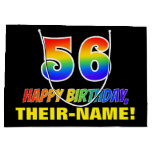 [ Thumbnail: 56th Birthday: Bold, Fun, Simple, Rainbow 56 Gift Bag ]