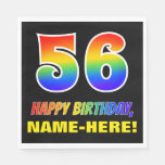 [ Thumbnail: 56th Birthday: Bold, Fun, Simple, Rainbow 56 Napkins ]