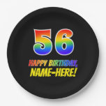 [ Thumbnail: 56th Birthday: Bold, Fun, Simple, Rainbow 56 Paper Plates ]