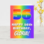 [ Thumbnail: 56th Birthday: Colorful, Fun Rainbow Pattern # 56 Card ]