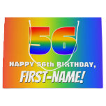 [ Thumbnail: 56th Birthday: Colorful, Fun Rainbow Pattern # 56 Gift Bag ]