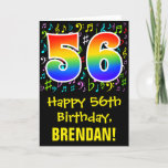 [ Thumbnail: 56th Birthday: Colorful Music Symbols + Rainbow 56 Card ]