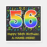 [ Thumbnail: 56th Birthday - Colorful Music Symbols, Rainbow 56 Napkins ]