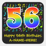 [ Thumbnail: 56th Birthday: Colorful Music Symbols, Rainbow 56 Sticker ]